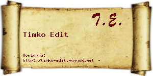 Timko Edit névjegykártya